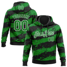 Load image into Gallery viewer, Custom Stitched Black Grass Green-White 3D Pattern Design Splash Torn Paper Style Sports Pullover Sweatshirt Hoodie
