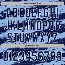 Load image into Gallery viewer, Custom Stitched Light Blue Navy-White 3D Pattern Design Splash Torn Paper Style Sports Pullover Sweatshirt Hoodie
