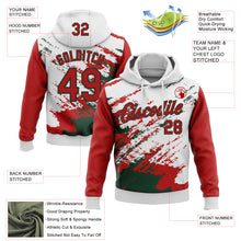 Load image into Gallery viewer, Custom Stitched White Red-Green 3D Pattern Design Abstract Fragment Art Splash Sports Pullover Sweatshirt Hoodie
