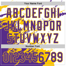 Load image into Gallery viewer, Custom Stitched White Purple-Yellow 3D Pattern Design Abstract Fragment Art Splash Sports Pullover Sweatshirt Hoodie
