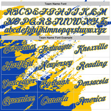 Load image into Gallery viewer, Custom Stitched White Thunder Blue-Yellow 3D Pattern Design Abstract Fragment Art Splash Sports Pullover Sweatshirt Hoodie
