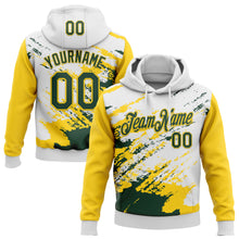 Load image into Gallery viewer, Custom Stitched White Green-Yellow 3D Pattern Design Abstract Fragment Art Splash Sports Pullover Sweatshirt Hoodie
