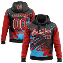 Загрузить изображение в средство просмотра галереи, Custom Stitched Black Red Sky Blue-White 3D Pattern Design Abstract Fragment Art Splash Sports Pullover Sweatshirt Hoodie
