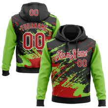 Загрузить изображение в средство просмотра галереи, Custom Stitched Black Red Neon Green-White 3D Pattern Design Abstract Fragment Art Splash Sports Pullover Sweatshirt Hoodie
