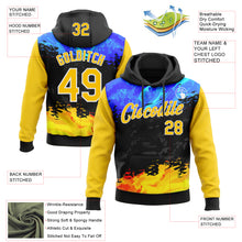 Загрузить изображение в средство просмотра галереи, Custom Stitched Black Yellow Blue-White 3D Pattern Design Splash Sports Pullover Sweatshirt Hoodie

