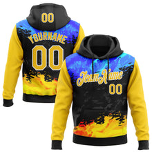 Загрузить изображение в средство просмотра галереи, Custom Stitched Black Yellow Blue-White 3D Pattern Design Splash Sports Pullover Sweatshirt Hoodie
