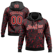 Загрузить изображение в средство просмотра галереи, Custom Stitched Black Red-White 3D Pattern Design Line Sports Pullover Sweatshirt Hoodie
