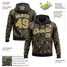 Загрузить изображение в средство просмотра галереи, Custom Stitched Black Old Gold-White 3D Pattern Design Line Sports Pullover Sweatshirt Hoodie
