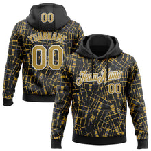 Загрузить изображение в средство просмотра галереи, Custom Stitched Black Old Gold-White 3D Pattern Design Line Sports Pullover Sweatshirt Hoodie
