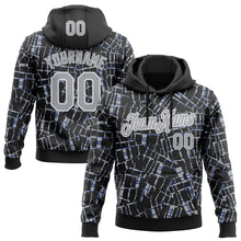 Load image into Gallery viewer, Custom Stitched Black Gray-White 3D Pattern Design Line Sports Pullover Sweatshirt Hoodie
