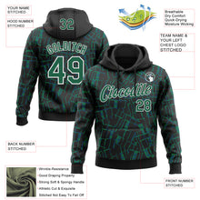 Load image into Gallery viewer, Custom Stitched Black Kelly Green-White 3D Pattern Design Line Sports Pullover Sweatshirt Hoodie
