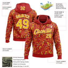 Load image into Gallery viewer, Custom Stitched Red Gold-White 3D Pattern Design Line Sports Pullover Sweatshirt Hoodie
