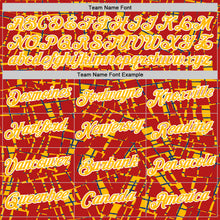 Load image into Gallery viewer, Custom Stitched Red Gold-White 3D Pattern Design Line Sports Pullover Sweatshirt Hoodie
