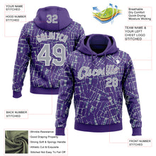 Load image into Gallery viewer, Custom Stitched Purple Gray-White 3D Pattern Design Line Sports Pullover Sweatshirt Hoodie
