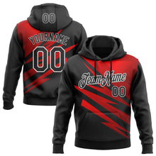 Load image into Gallery viewer, Custom Stitched Black Red-White 3D Pattern Design Line Sports Pullover Sweatshirt Hoodie
