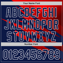 Load image into Gallery viewer, Custom Stitched Navy Red-White 3D Pattern Design Line Sports Pullover Sweatshirt Hoodie
