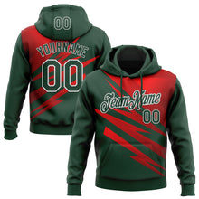 Load image into Gallery viewer, Custom Stitched Green Red-White 3D Pattern Design Line Sports Pullover Sweatshirt Hoodie
