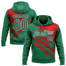 Load image into Gallery viewer, Custom Stitched Kelly Green Red-White 3D Pattern Design Line Sports Pullover Sweatshirt Hoodie

