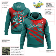 Load image into Gallery viewer, Custom Stitched Teal Red-White 3D Pattern Design Line Sports Pullover Sweatshirt Hoodie
