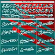 Load image into Gallery viewer, Custom Stitched Teal Red-White 3D Pattern Design Line Sports Pullover Sweatshirt Hoodie

