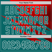Load image into Gallery viewer, Custom Stitched Teal Red-White 3D Pattern Design Line Sports Pullover Sweatshirt Hoodie
