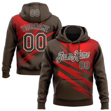 Load image into Gallery viewer, Custom Stitched Brown Red-White 3D Pattern Design Line Sports Pullover Sweatshirt Hoodie
