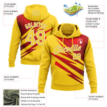 Load image into Gallery viewer, Custom Stitched Yellow Red-White 3D Pattern Design Line Sports Pullover Sweatshirt Hoodie
