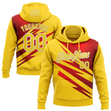 Load image into Gallery viewer, Custom Stitched Yellow Red-White 3D Pattern Design Line Sports Pullover Sweatshirt Hoodie
