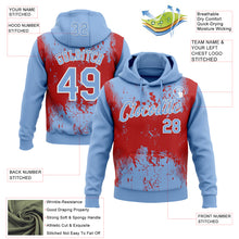 Загрузить изображение в средство просмотра галереи, Custom Stitched Light Blue Red-White 3D Pattern Design Abstract Splatter Grunge Art Sports Pullover Sweatshirt Hoodie
