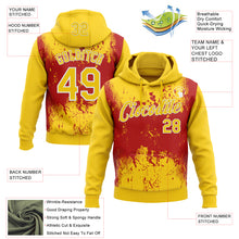 Load image into Gallery viewer, Custom Stitched Yellow Red-White 3D Pattern Design Abstract Splatter Grunge Art Sports Pullover Sweatshirt Hoodie
