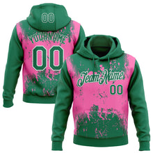 Load image into Gallery viewer, Custom Stitched Kelly Green Pink-White 3D Pattern Design Abstract Splatter Grunge Art Sports Pullover Sweatshirt Hoodie
