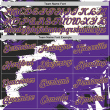 Загрузить изображение в средство просмотра галереи, Custom Stitched Black Purple Old Gold-White 3D Pattern Design Splash Torn Paper Style Sports Pullover Sweatshirt Hoodie
