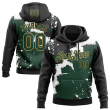Загрузить изображение в средство просмотра галереи, Custom Stitched Black Green Old Gold-White 3D Pattern Design Splash Torn Paper Style Sports Pullover Sweatshirt Hoodie
