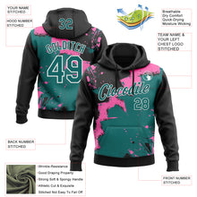Загрузить изображение в средство просмотра галереи, Custom Stitched Black Teal Pink-White 3D Pattern Design Splash Torn Paper Style Sports Pullover Sweatshirt Hoodie
