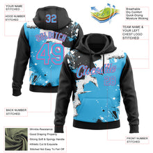 Загрузить изображение в средство просмотра галереи, Custom Stitched Black Sky Blue Pink-White 3D Pattern Design Splash Torn Paper Style Sports Pullover Sweatshirt Hoodie
