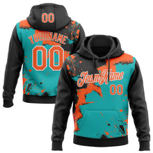 Загрузить изображение в средство просмотра галереи, Custom Stitched Black Orange Aqua-White 3D Pattern Design Splash Torn Paper Style Sports Pullover Sweatshirt Hoodie
