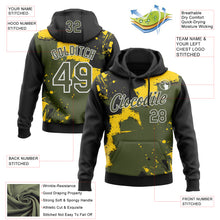Загрузить изображение в средство просмотра галереи, Custom Stitched Black Olive Yellow-White 3D Pattern Design Splash Torn Paper Style Sports Pullover Sweatshirt Hoodie
