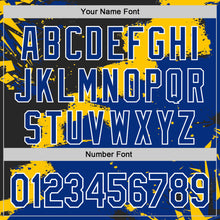 Загрузить изображение в средство просмотра галереи, Custom Stitched Black Royal Yellow-White 3D Pattern Design Splash Torn Paper Style Sports Pullover Sweatshirt Hoodie
