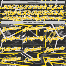 Load image into Gallery viewer, Custom Stitched Black Yellow-White 3D Pattern Design Line Sports Pullover Sweatshirt Hoodie
