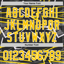 Load image into Gallery viewer, Custom Stitched Black Yellow-White 3D Pattern Design Line Sports Pullover Sweatshirt Hoodie
