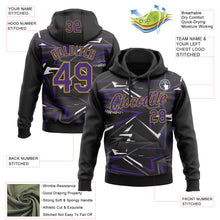 Load image into Gallery viewer, Custom Stitched Black Purple Old Gold-White 3D Pattern Design Line Sports Pullover Sweatshirt Hoodie

