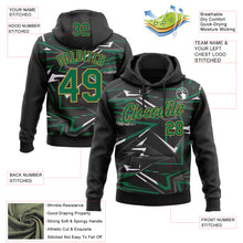 Load image into Gallery viewer, Custom Stitched Black Kelly Green Old Gold-White 3D Pattern Design Line Sports Pullover Sweatshirt Hoodie
