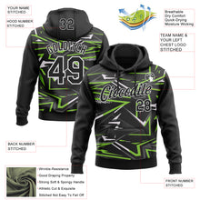 Load image into Gallery viewer, Custom Stitched Black Neon Green-White 3D Pattern Design Line Sports Pullover Sweatshirt Hoodie
