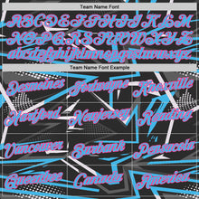 Load image into Gallery viewer, Custom Stitched Black Sky Blue Pink-White 3D Pattern Design Line Sports Pullover Sweatshirt Hoodie
