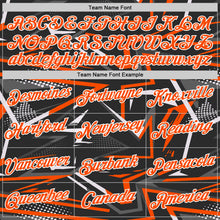 Load image into Gallery viewer, Custom Stitched Black Orange-White 3D Pattern Design Line Sports Pullover Sweatshirt Hoodie
