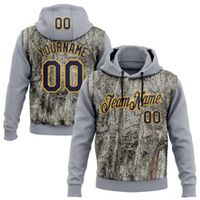 Laden Sie das Bild in den Galerie-Viewer, Custom Stitched Gray Navy-Gold 3D Pattern Design Tree Camo Hunting Sports Pullover Sweatshirt Hoodie
