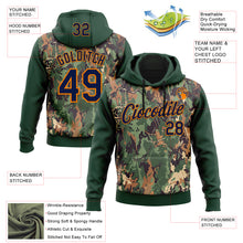 Load image into Gallery viewer, Custom Stitched Green Navy-Bay Orange 3D Pattern Design Tree Camo Hunting Sports Pullover Sweatshirt Hoodie

