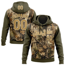 Load image into Gallery viewer, Custom Stitched Olive Old Gold-Cream 3D Pattern Design Tree Camo Hunting Sports Pullover Sweatshirt Salute To Service Hoodie
