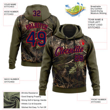 Load image into Gallery viewer, Custom Stitched Olive Navy-Fire Red 3D Pattern Design Tree Camo Hunting Sports Pullover Sweatshirt Salute To Service Hoodie
