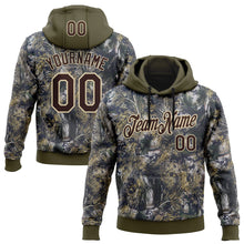 Load image into Gallery viewer, Custom Stitched Olive Brown-Cream 3D Pattern Design Tree Camo Hunting Sports Pullover Sweatshirt Salute To Service Hoodie
